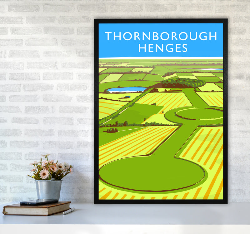 Thornborough Henges portrait Travel Art Print by Richard O'Neill A1 White Frame