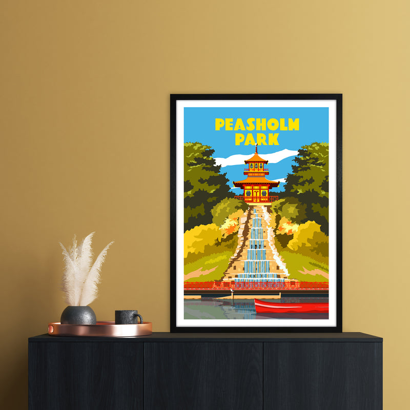 Peasholm Park Travel Art Print by Richard O'Neill A1 White Frame