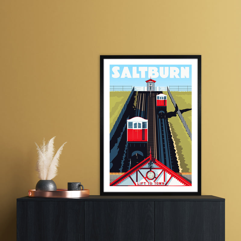 Saltburn 2 Travel Art Print by Richard O'Neill A1 White Frame