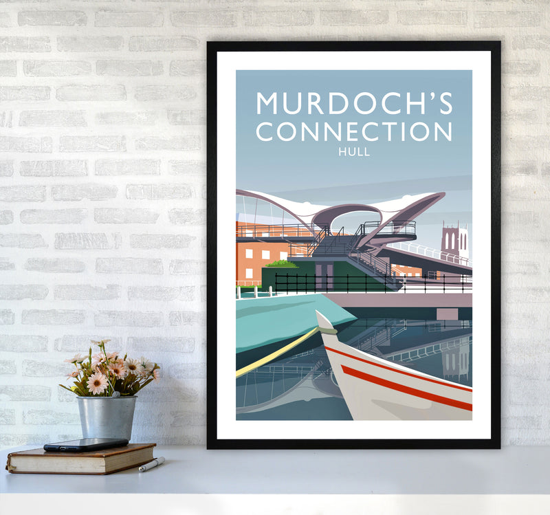 Murdoch's Connection portrait Travel Art Print by Richard O'Neill A1 White Frame