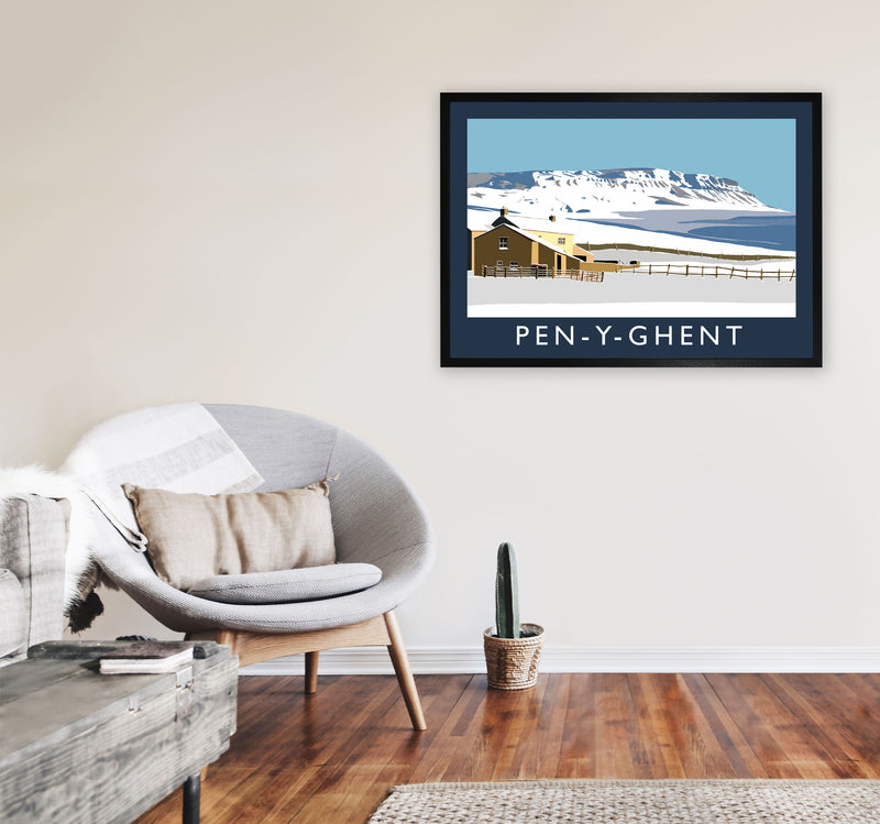 Pen-Y-Ghent by Richard O'Neill Yorkshire Art Print, Vintage Travel Poster A1 White Frame