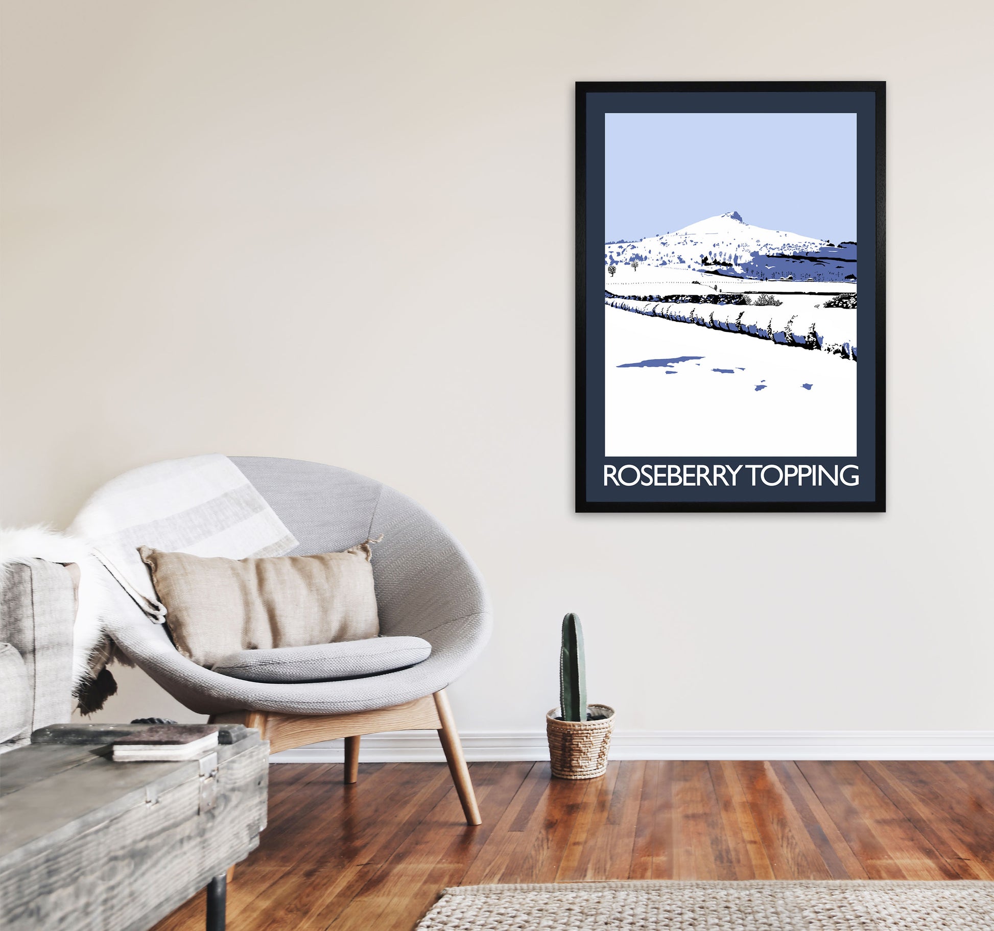 Roseberry Topping Art Print by Richard O'Neill A1 White Frame
