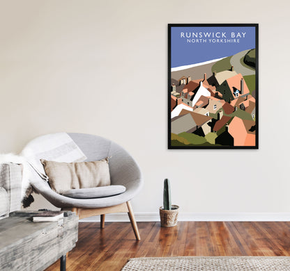 Runswick Bay North Yorkshire Art Print by Richard O'Neill A1 White Frame