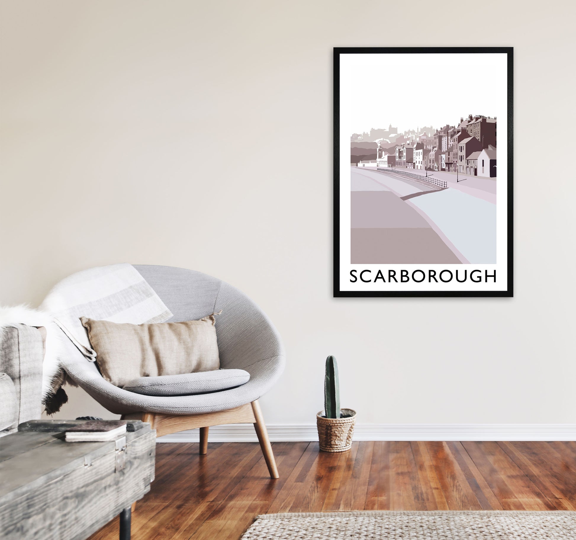 Scarborough Art Print by Richard O'Neill A1 White Frame