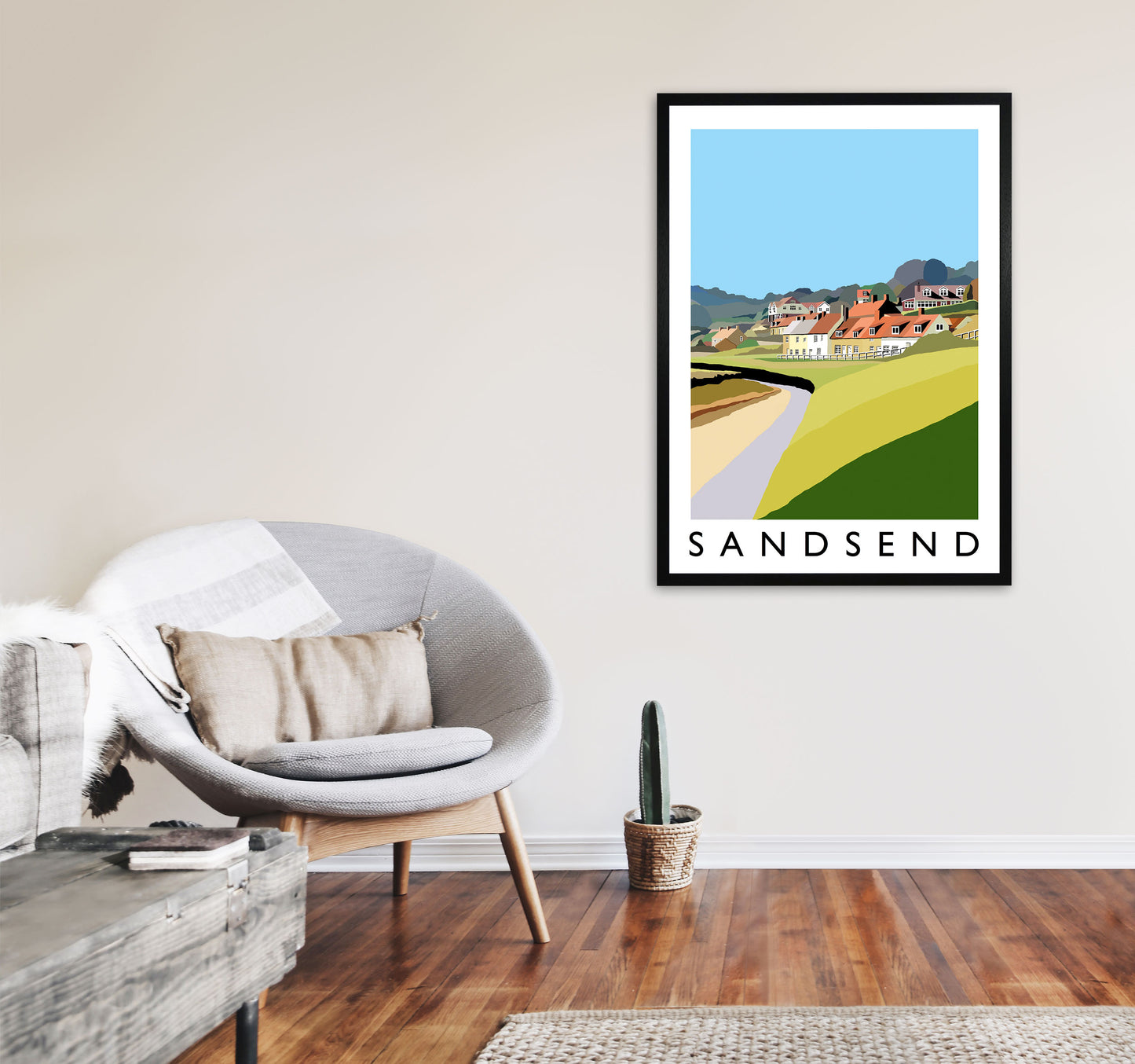Sandsend Art Print by Richard O'Neill A1 White Frame