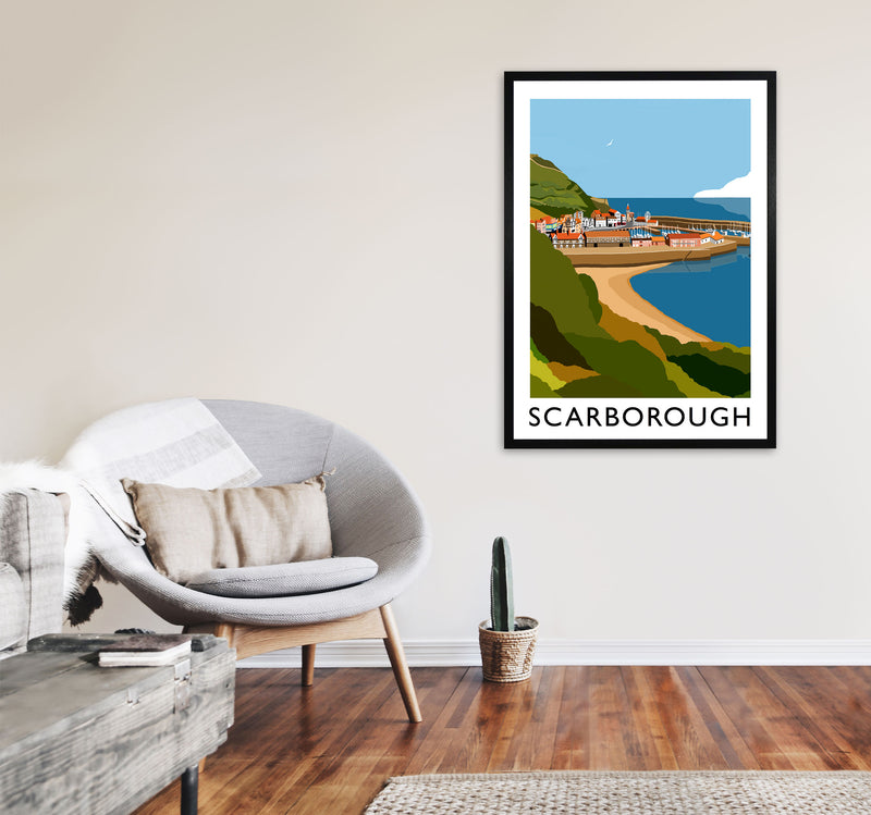 Scarborough Framed Digital Art Print by Richard O'Neill A1 White Frame