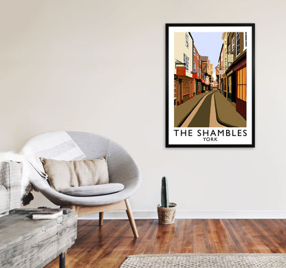 The Shambles York Framed Digital Art Print by Richard O'Neill A1 White Frame
