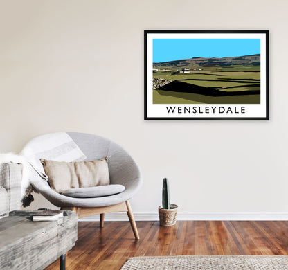 Wensleydale by Richard O'Neill Yorkshire Art Print, Vintage Travel Poster A1 White Frame