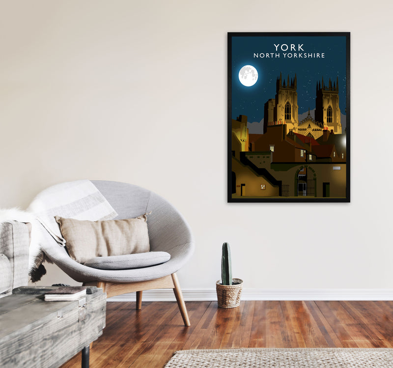 York by Richard O'Neill Yorkshire Art Print, Vintage Travel Poster A1 White Frame