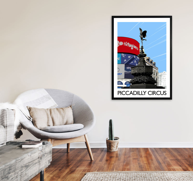 Piccadilly Circus London Art Print by Richard O'Neill A1 White Frame