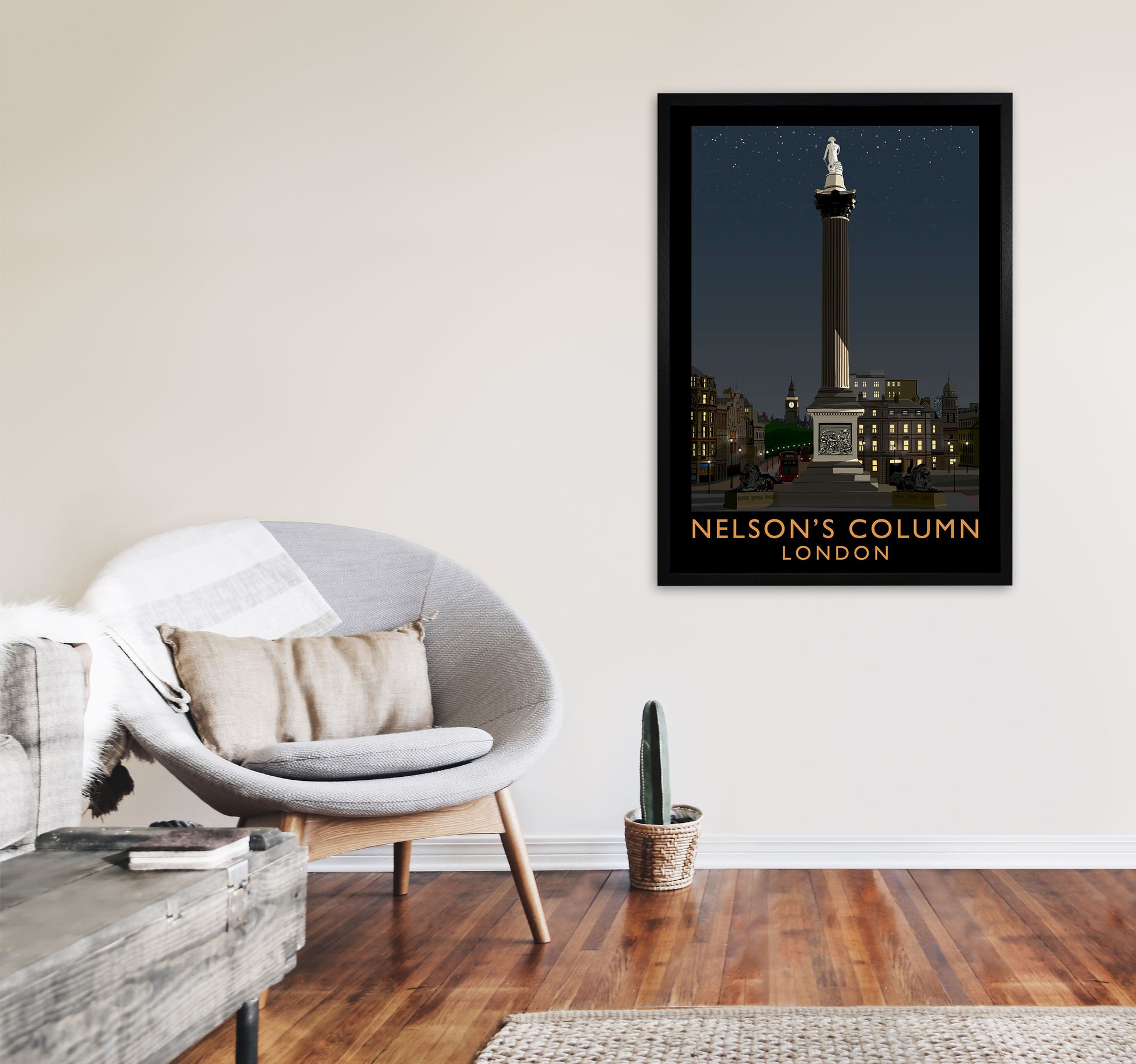 Nelson's Column London Art Print by Richard O'Neill A1 White Frame