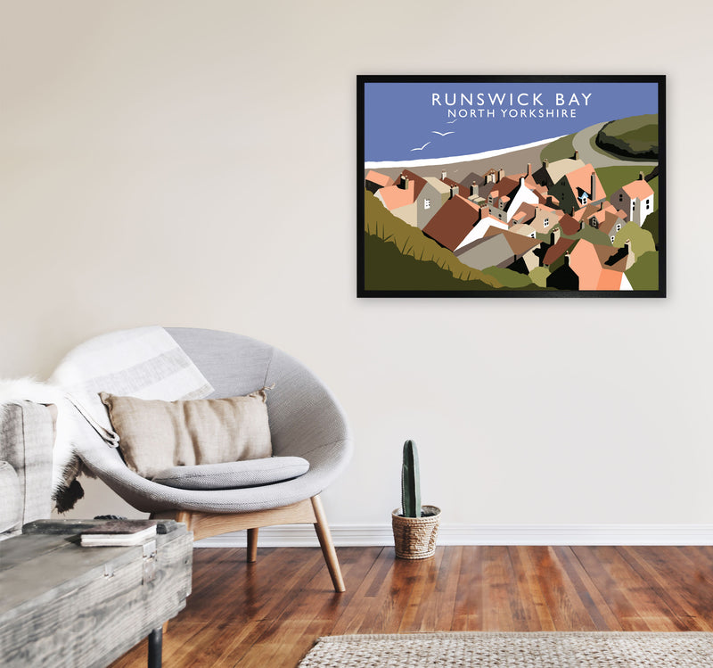 Runswick Bay North Yorkshire Art Print by Richard O'Neill A1 White Frame