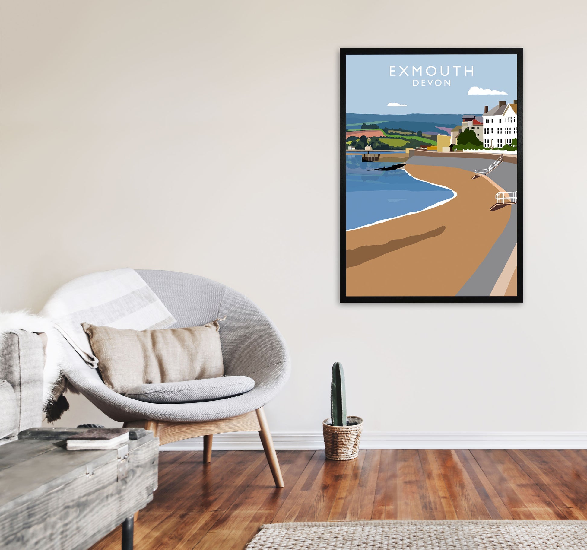Exmouth Devon Art Print by Richard O'Neill A1 White Frame