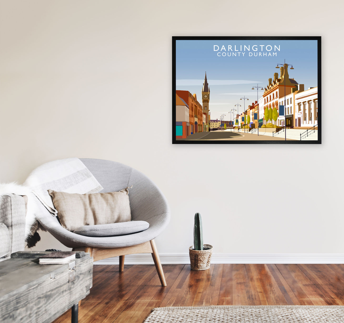 Darlington (Landscape) by Richard O'Neill A1 White Frame