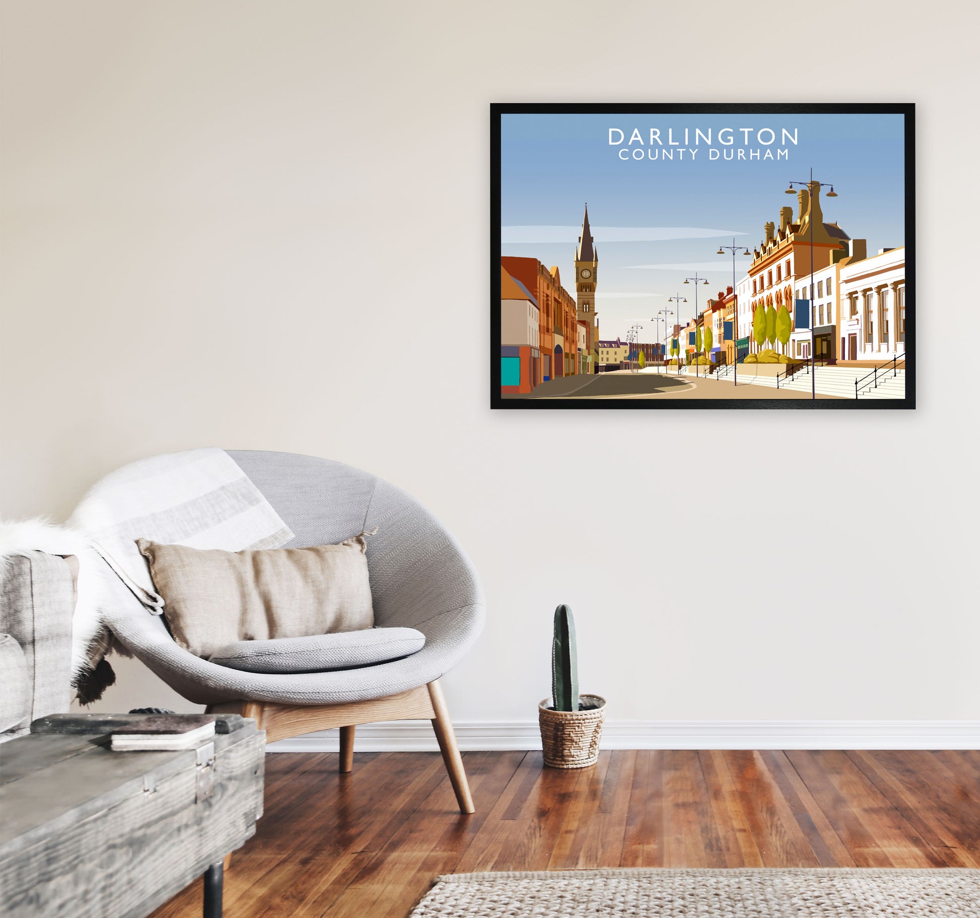 Darlington (Landscape) by Richard O'Neill A1 White Frame