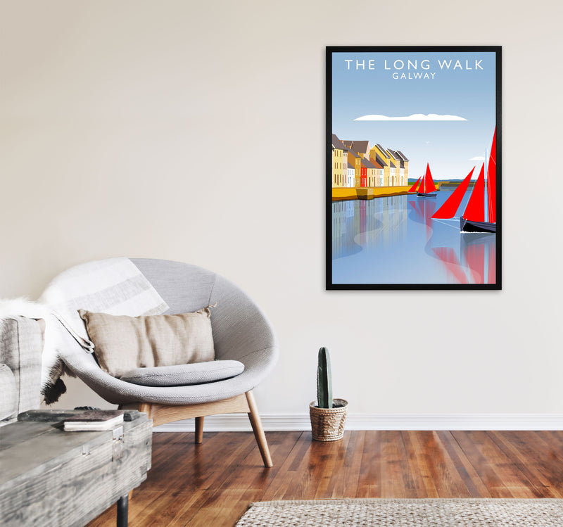 The Long Walk Galway Art Print by Richard O'Neill A1 White Frame