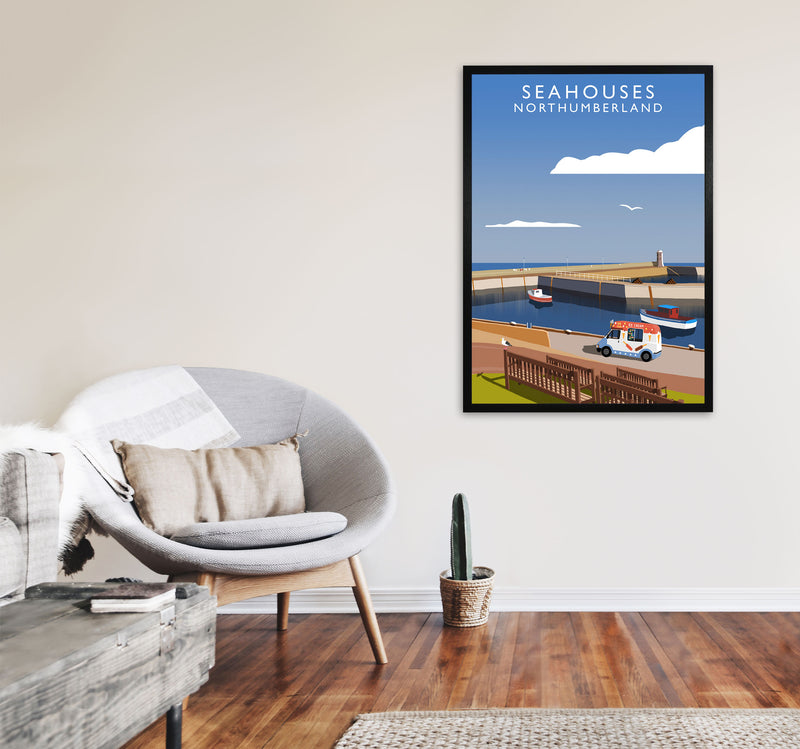 Seahouses (Portrait) by Richard O'Neill A1 White Frame