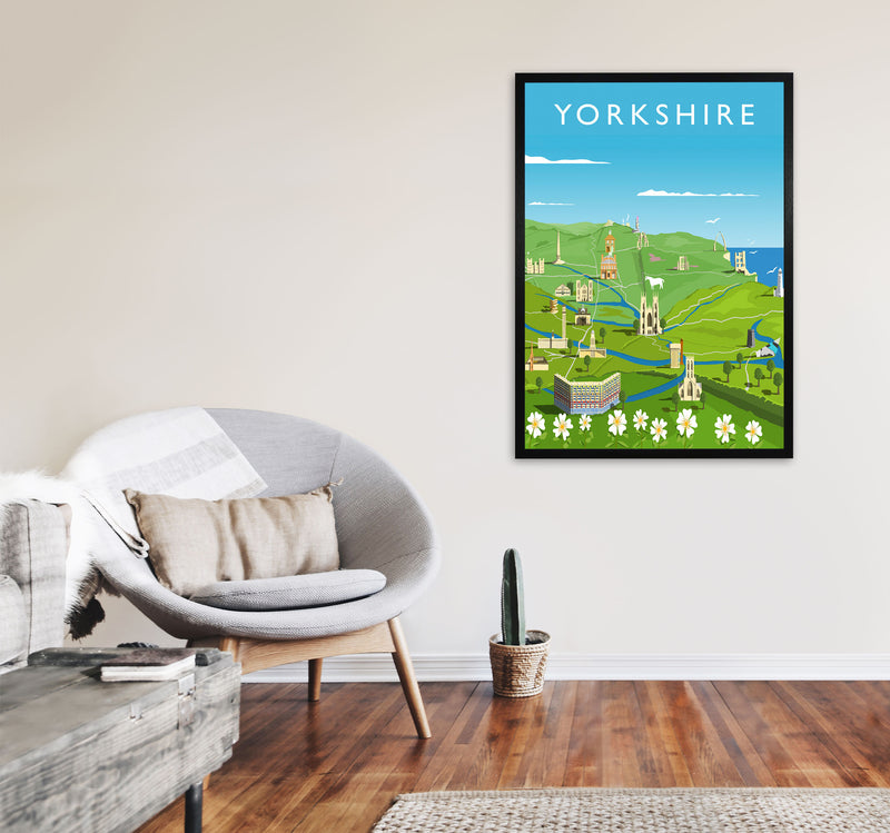 Yorkshire (Portrait) Art Print Vintage Travel Poster by Richard O'Neill A1 White Frame