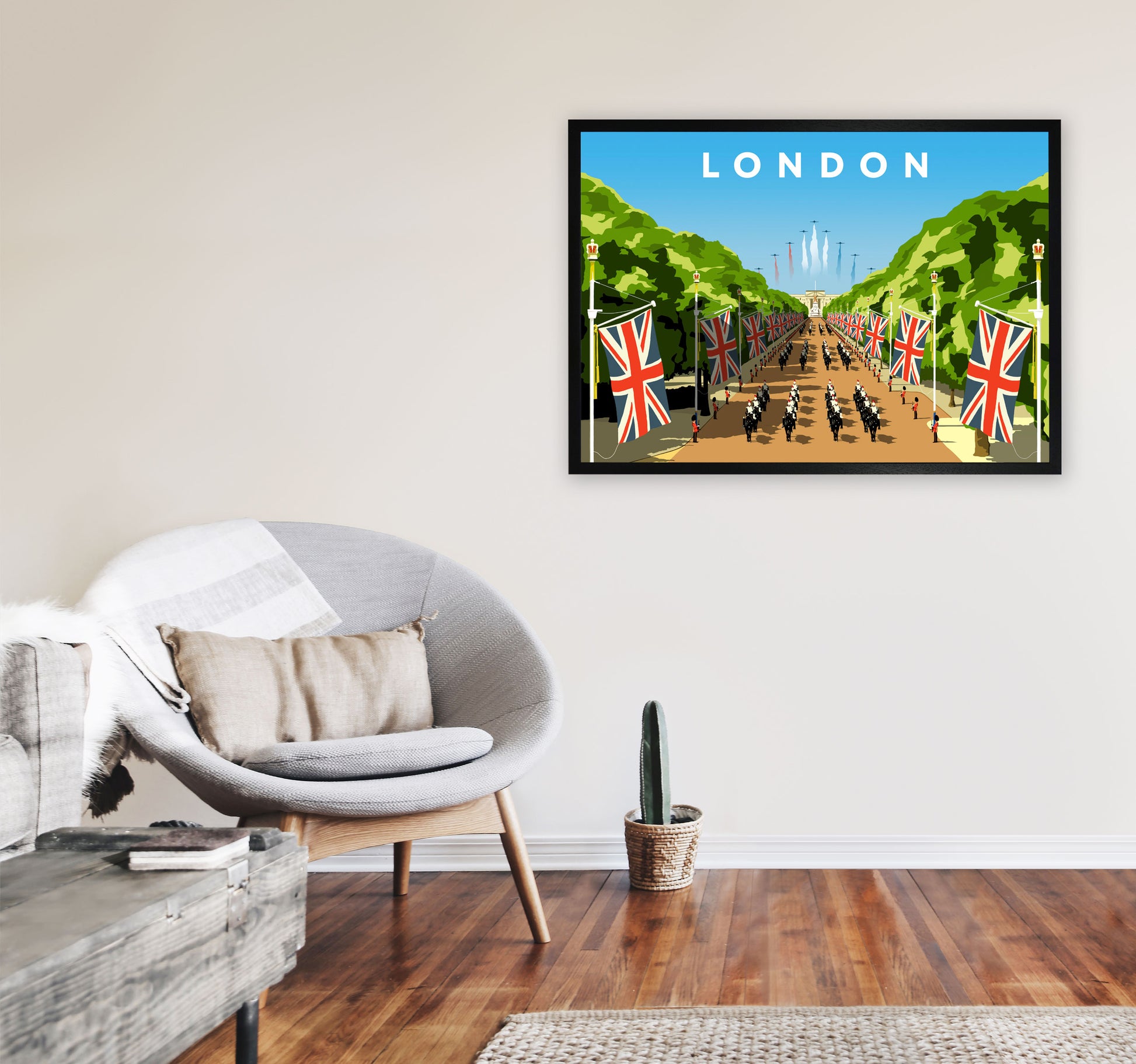 London Art Print by Richard O'Neill A1 White Frame