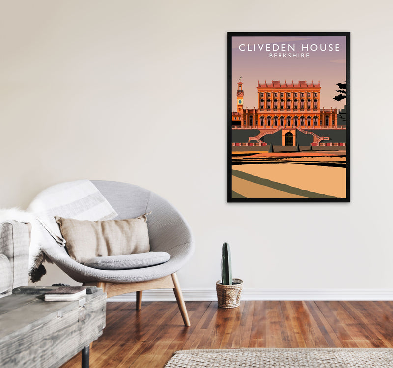 Cliveden House Portrait by Richard O'Neill A1 White Frame