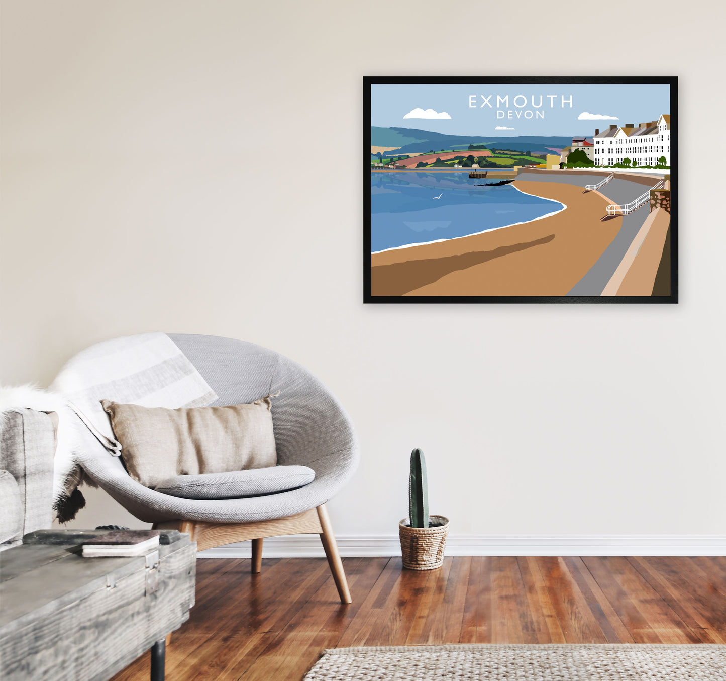 Exmouth Devon Art Print by Richard O'Neill A1 White Frame