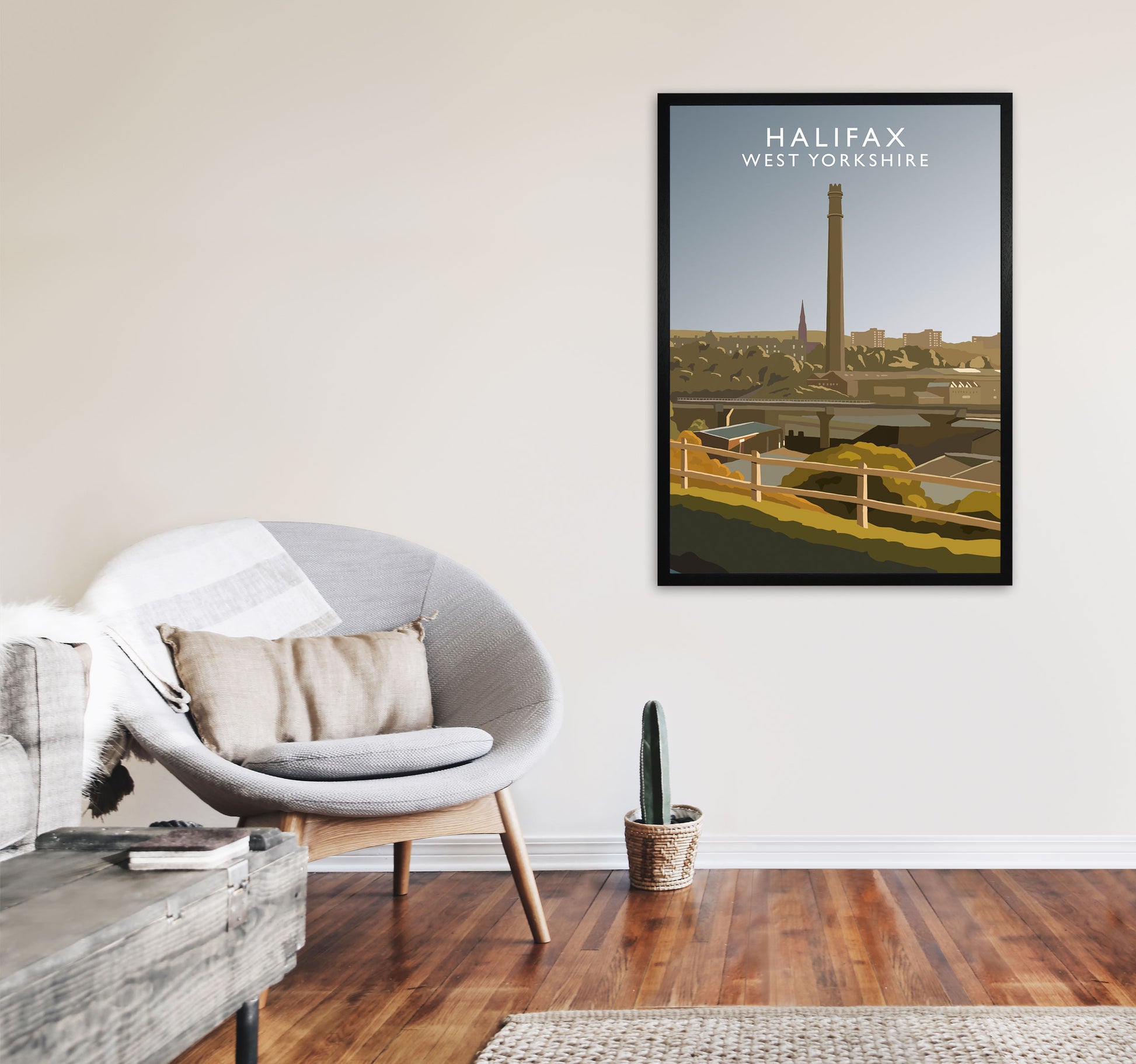 Halifax West Yorkshire Framed Digital Art Print by Richard O'Neill A1 White Frame