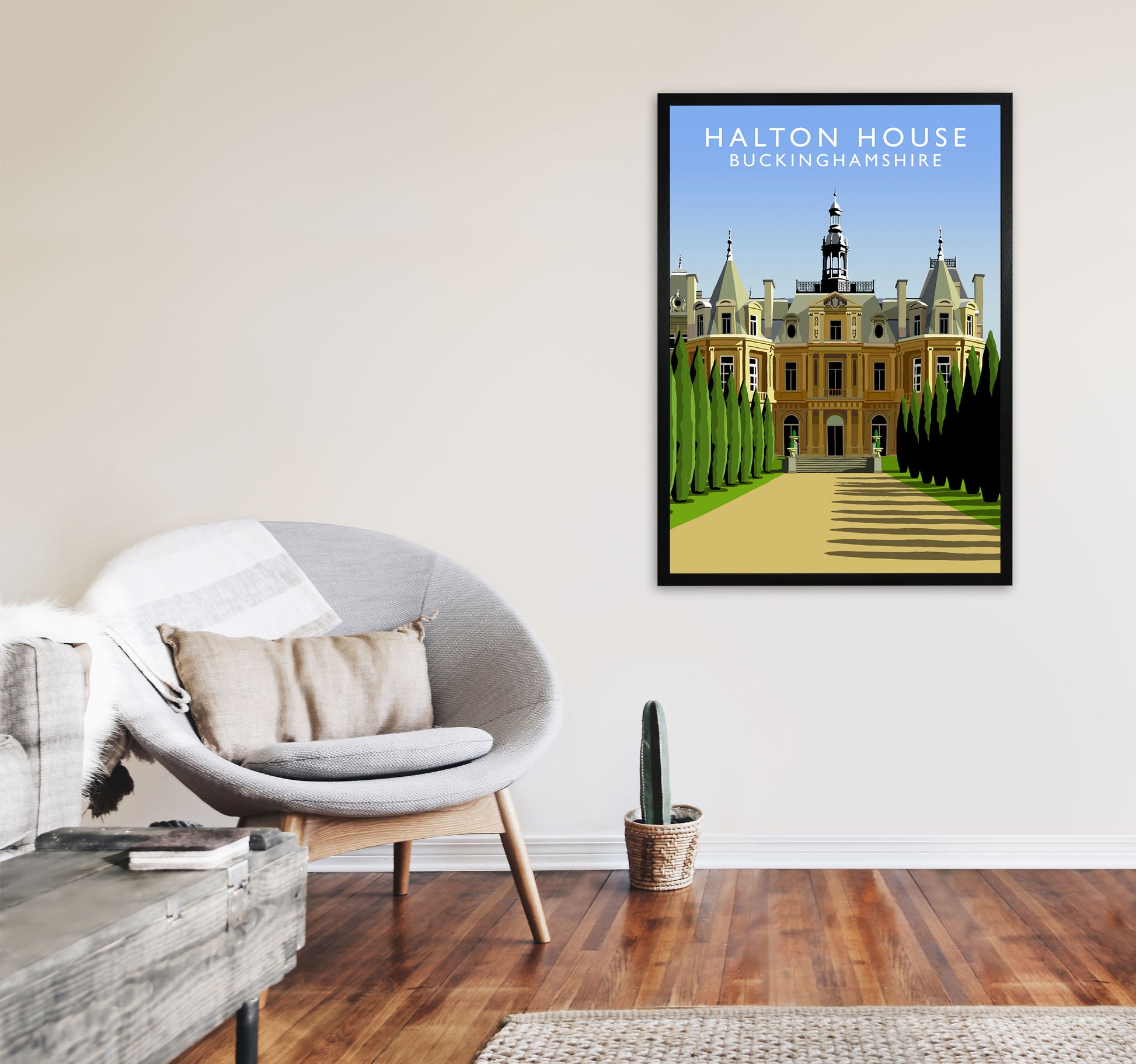 Halton House Portrait by Richard O'Neill A1 White Frame