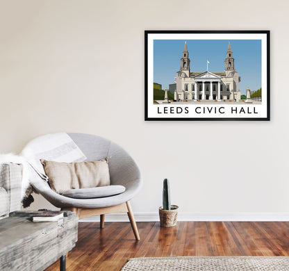 Leeds Civic Hall Digital Art Print by Richard O'Neill, Framed Wall Art A1 White Frame