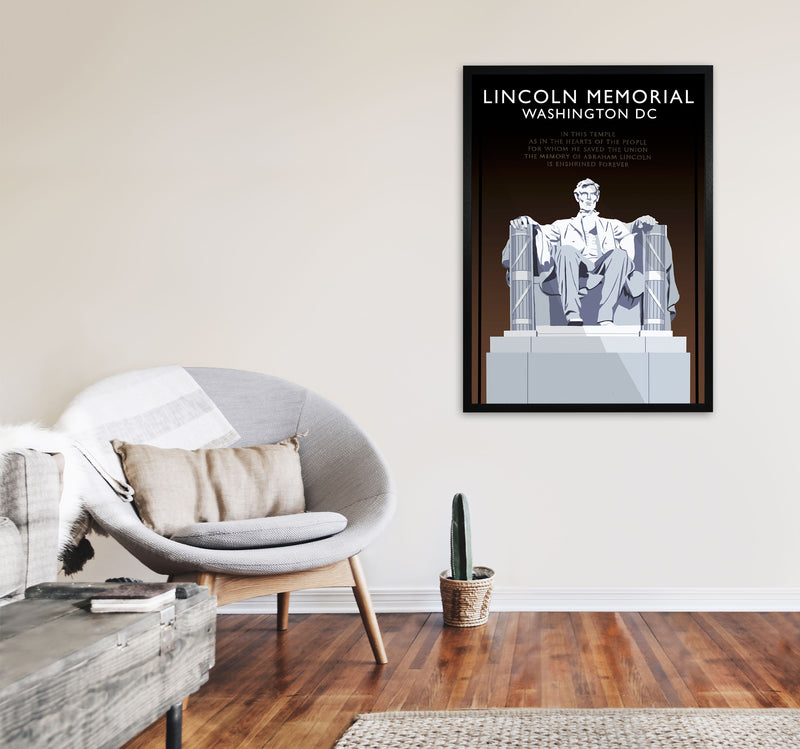 Lincoln Memorial Washington DC Travel Art Print by Richard O'Neill A1 White Frame