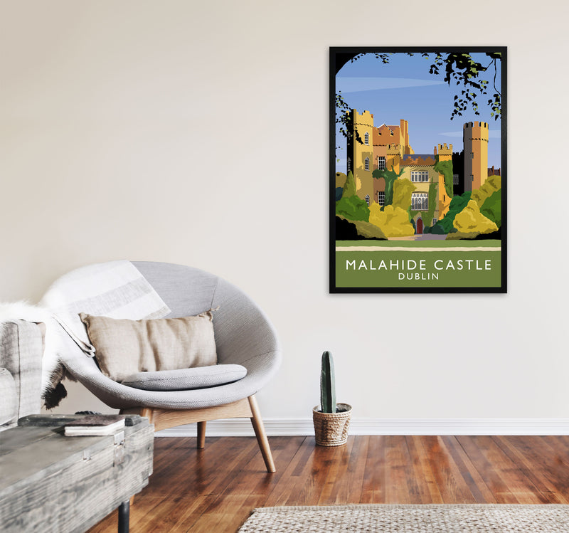 Malahide Castle Dublin Travel Art Print by Richard O'Neill, Framed Wall Art A1 White Frame