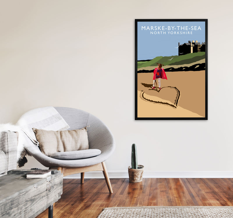 Marske-By-The-Sea North Yorkshire Travel Art Print by Richard O'Neill A1 White Frame