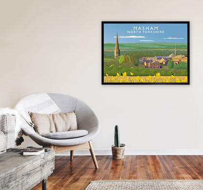 Masham North Yorkshire Travel Art Print by Richard O'Neill, Framed Wall Art A1 White Frame