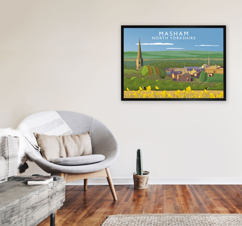 Masham North Yorkshire Travel Art Print by Richard O'Neill, Framed Wall Art A1 White Frame