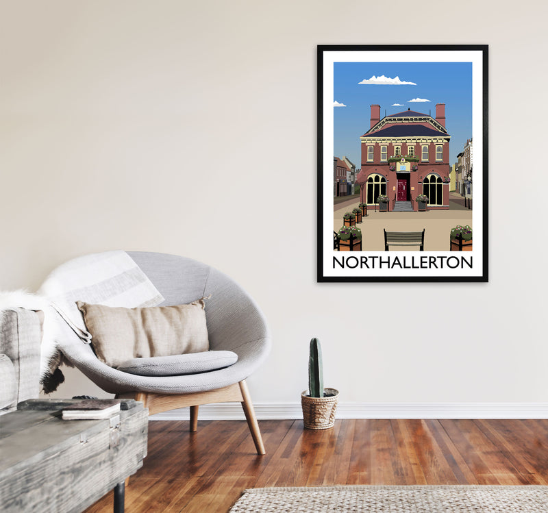 Northallerton Travel Art Print by Richard O'Neill, Framed Wall Art A1 White Frame