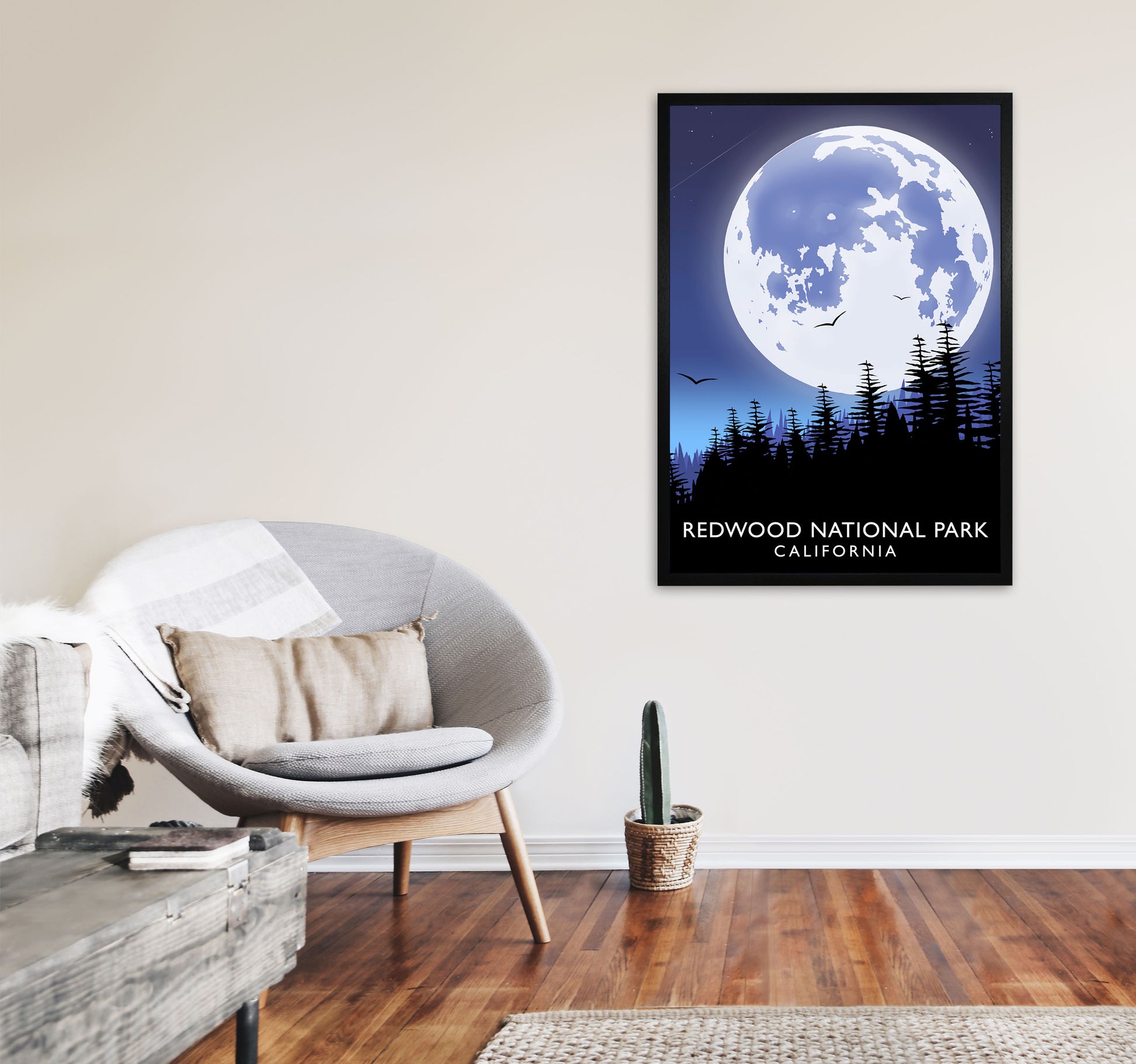 Redwood National Park California Travel Art Print by Richard O'Neill A1 White Frame