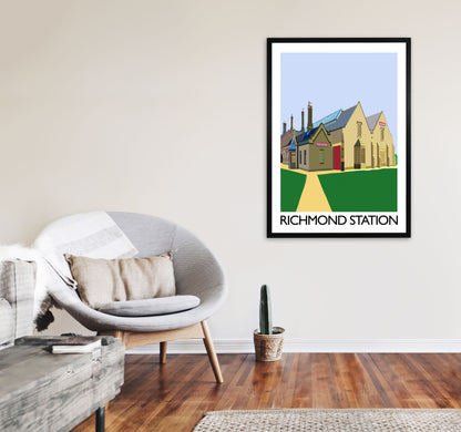 Richmond Station Digital Art Print by Richard O'Neill, Framed Wall Art A1 White Frame
