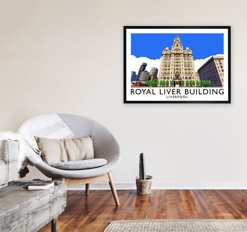 Royal Liver Building Liverpool Travel Art Print by Richard O'Neill A1 White Frame