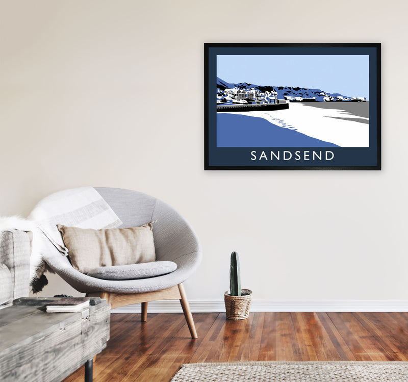 Sandsend Travel Art Print by Richard O'Neill, Framed Wall Art A1 White Frame