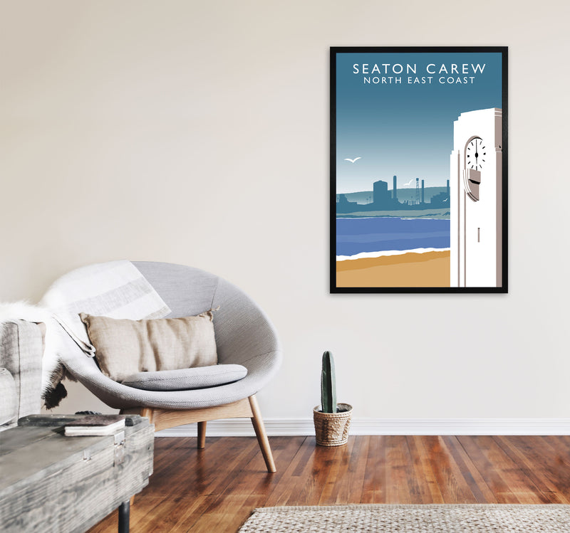 Seaton Carew North East Coast Travel Art Print by Richard O'Neill A1 White Frame
