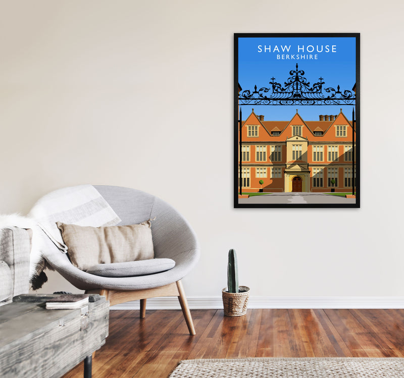 Shaw House Berkshire Travel Art Print by Richard O'Neill, Framed Wall Art A1 White Frame