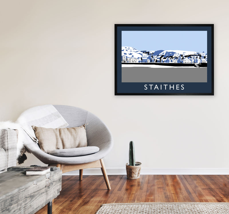 Staithes Travel Art Print by Richard O'Neill, Framed Wall Art A1 White Frame