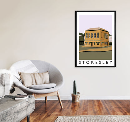 Stokesley Travel Art Print by Richard O'Neill, Framed Wall Art A1 White Frame