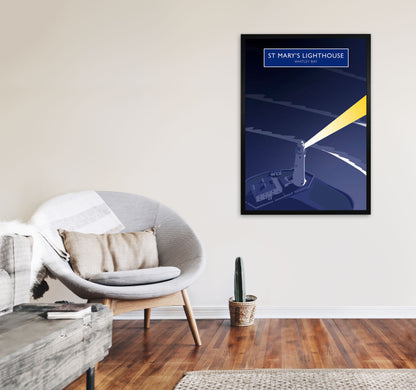 St Mary's Lighthouse Whitley Bay Framed Art Print by Richard O'Neill A1 White Frame
