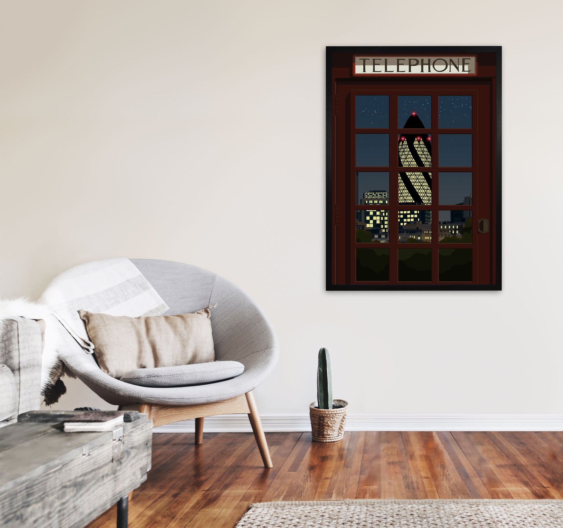 London Telephone Box 13 by Richard O'Neill A1 White Frame