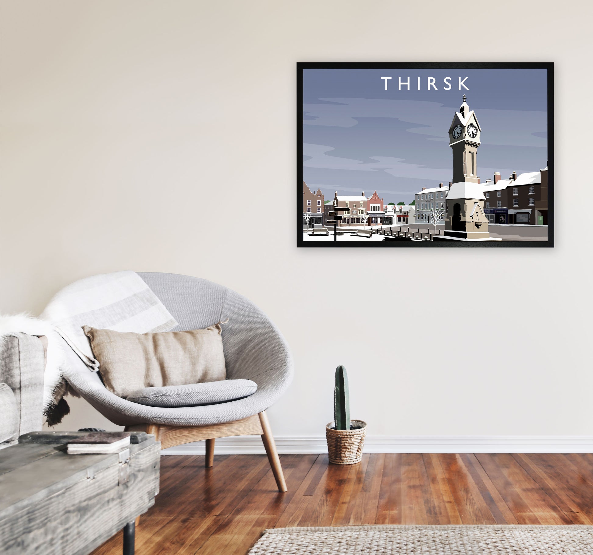 Thirsk 2 (snow) by Richard O'Neill A1 White Frame