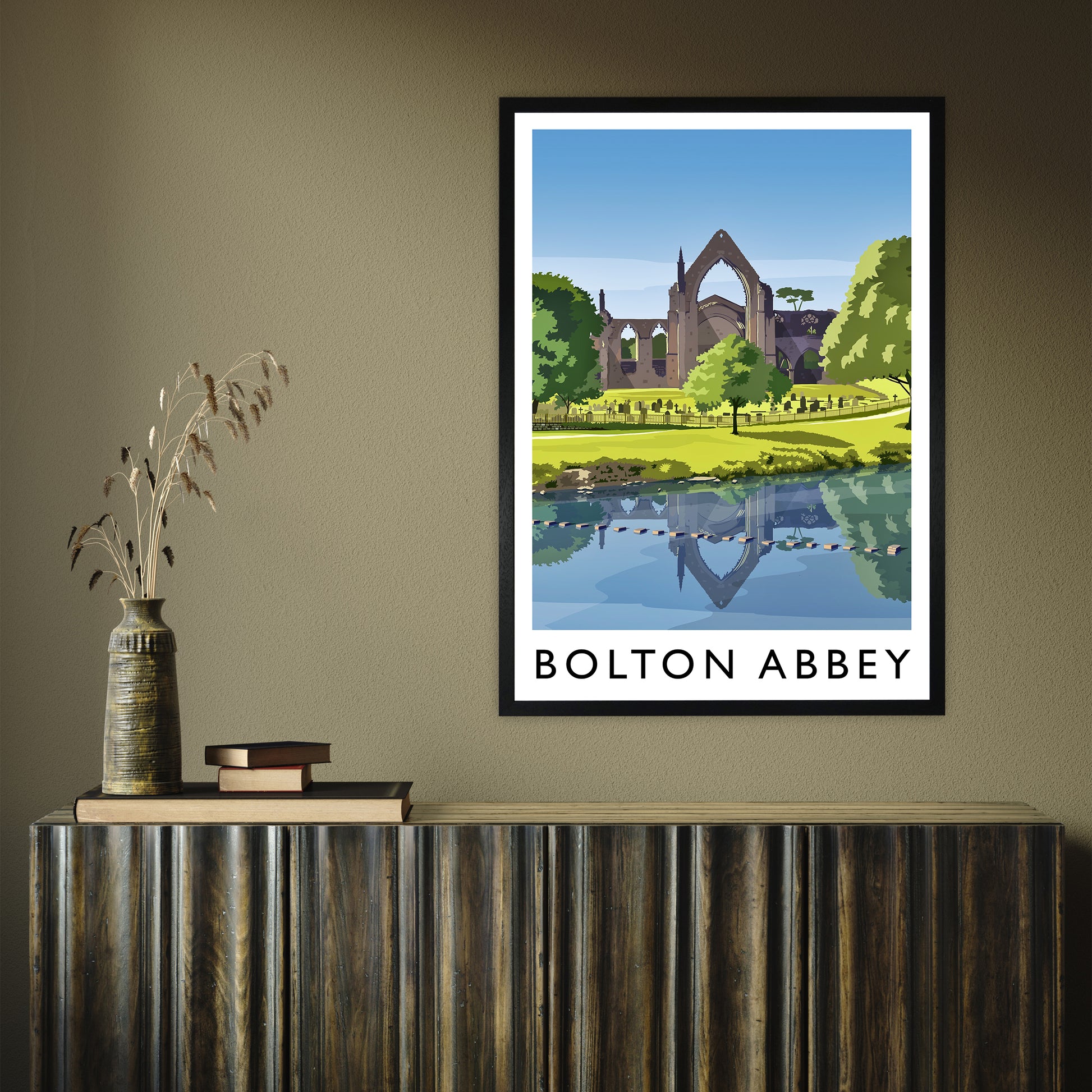 Bolton Abbey portrait by Richard O'Neill A1 Black Frame