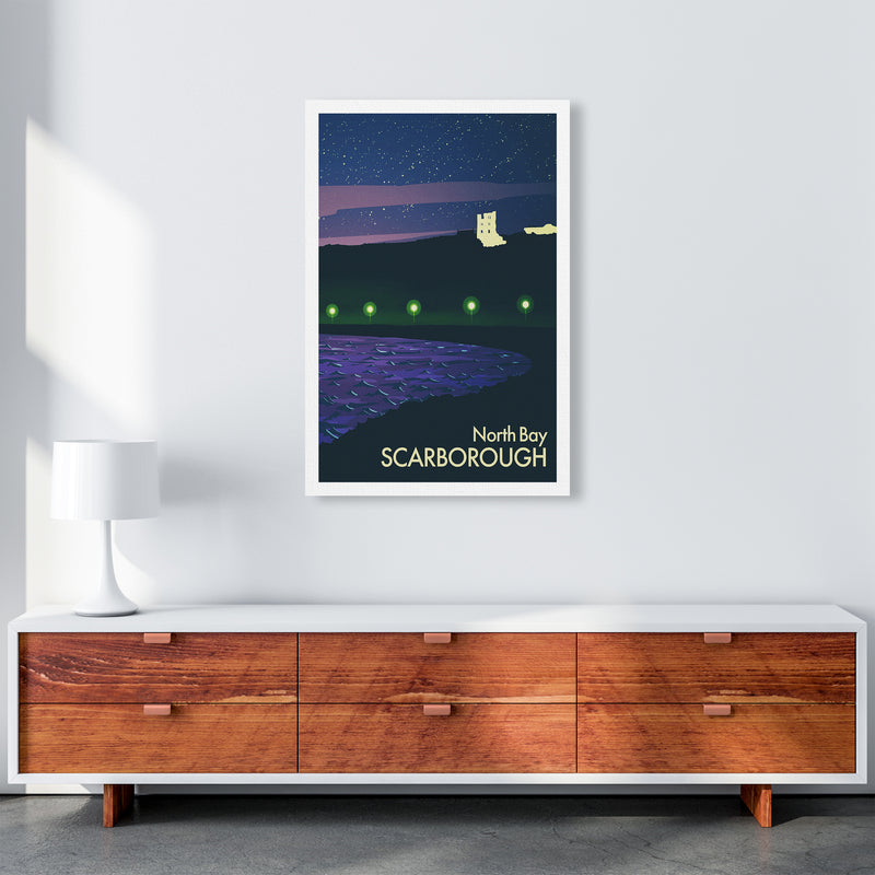 North Bay, Scarborough (Night) Portrait Art Print by Richard O'Neill A1 Canvas