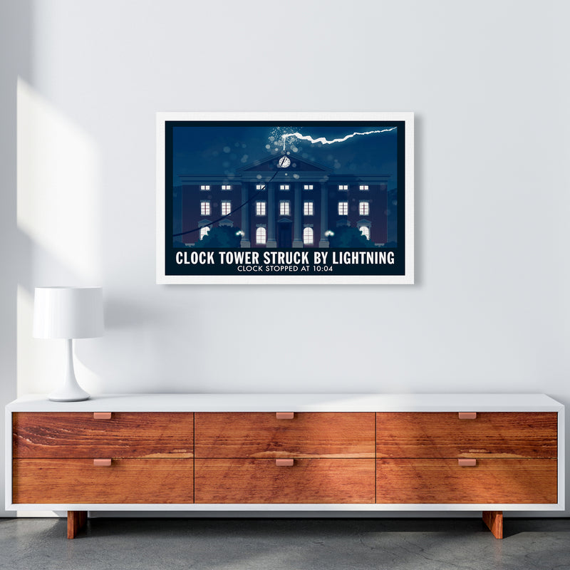 Clock Tower Struck By Lightning Art Print by Richard O'Neill A1 Canvas