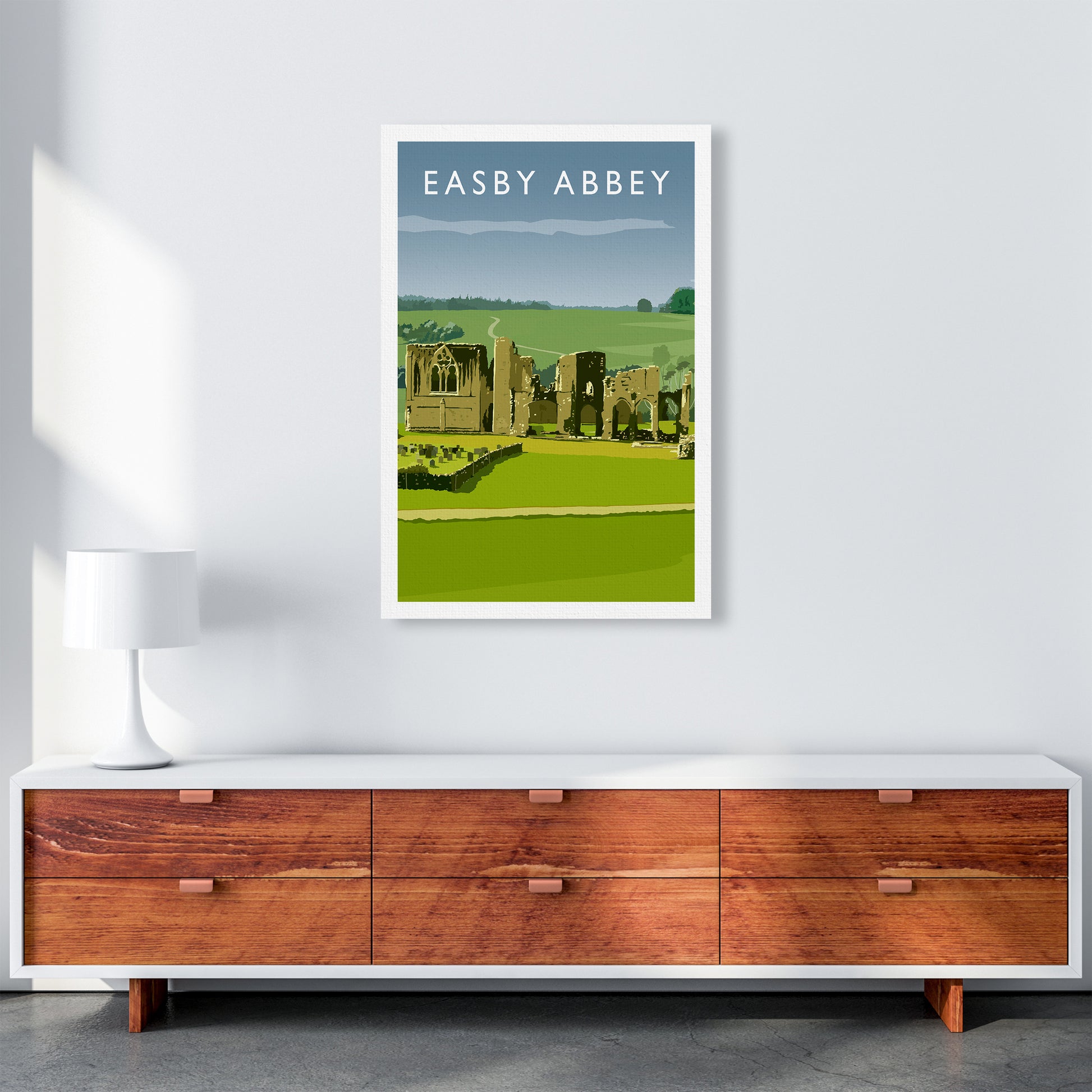 Easby Abbey Portrait Art Print by Richard O'Neill A1 Canvas