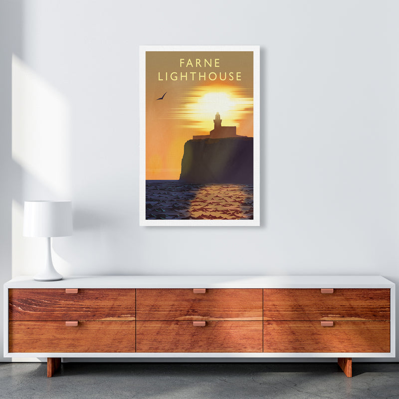 Farne Lighthouse portrait Travel Art Print by Richard O'Neill A1 Canvas